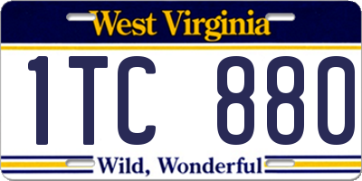 WV license plate 1TC880