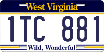 WV license plate 1TC881