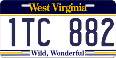 WV license plate 1TC882