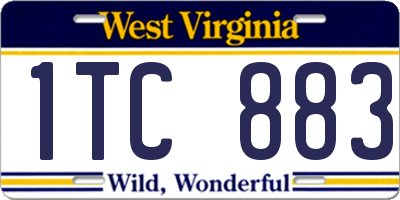 WV license plate 1TC883