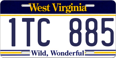 WV license plate 1TC885