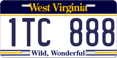 WV license plate 1TC888