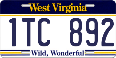 WV license plate 1TC892