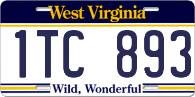 WV license plate 1TC893