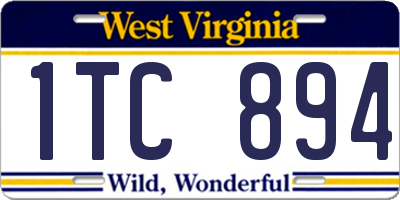 WV license plate 1TC894