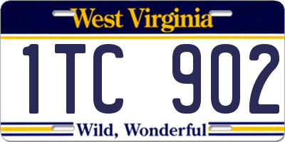 WV license plate 1TC902
