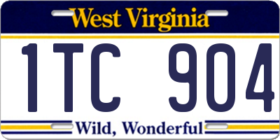 WV license plate 1TC904