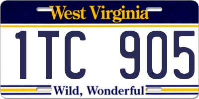 WV license plate 1TC905