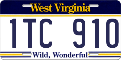 WV license plate 1TC910