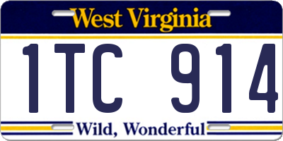 WV license plate 1TC914
