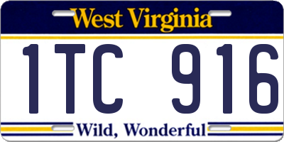 WV license plate 1TC916