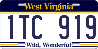 WV license plate 1TC919