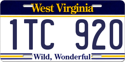 WV license plate 1TC920