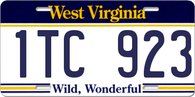WV license plate 1TC923