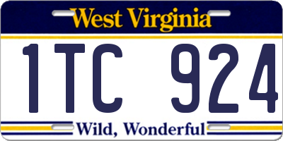 WV license plate 1TC924