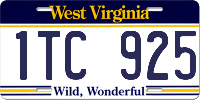 WV license plate 1TC925