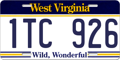 WV license plate 1TC926