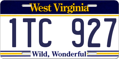 WV license plate 1TC927