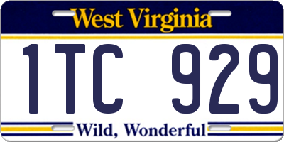 WV license plate 1TC929