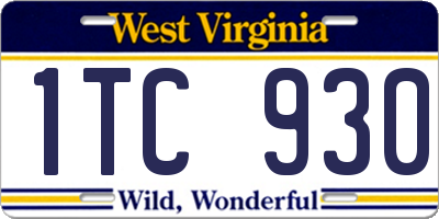 WV license plate 1TC930