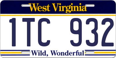 WV license plate 1TC932