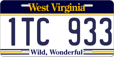 WV license plate 1TC933