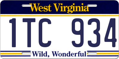 WV license plate 1TC934