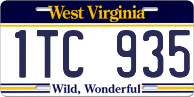 WV license plate 1TC935