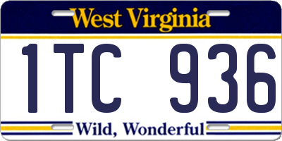 WV license plate 1TC936