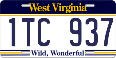 WV license plate 1TC937