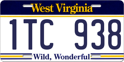 WV license plate 1TC938