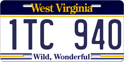 WV license plate 1TC940