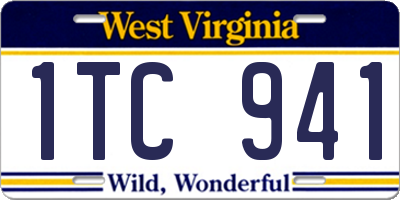 WV license plate 1TC941