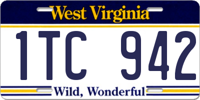 WV license plate 1TC942