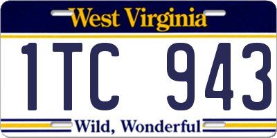 WV license plate 1TC943