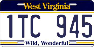 WV license plate 1TC945