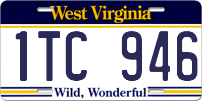 WV license plate 1TC946
