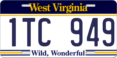 WV license plate 1TC949