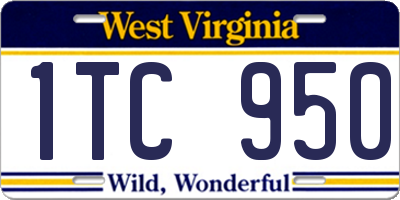 WV license plate 1TC950