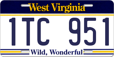 WV license plate 1TC951