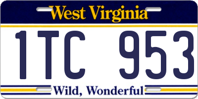 WV license plate 1TC953