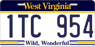 WV license plate 1TC954
