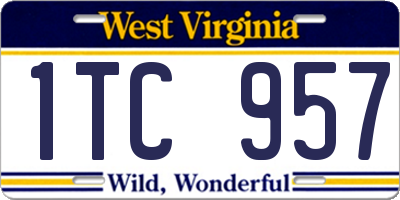 WV license plate 1TC957