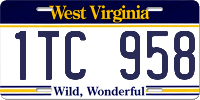 WV license plate 1TC958