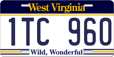 WV license plate 1TC960