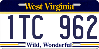 WV license plate 1TC962