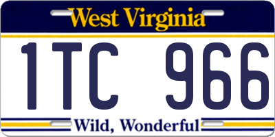 WV license plate 1TC966