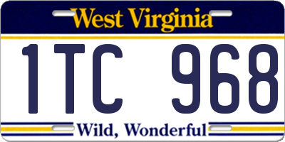 WV license plate 1TC968