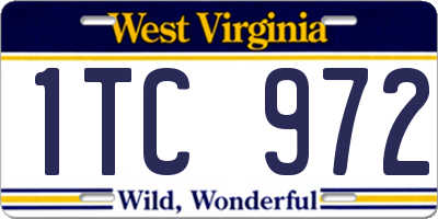 WV license plate 1TC972