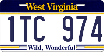 WV license plate 1TC974